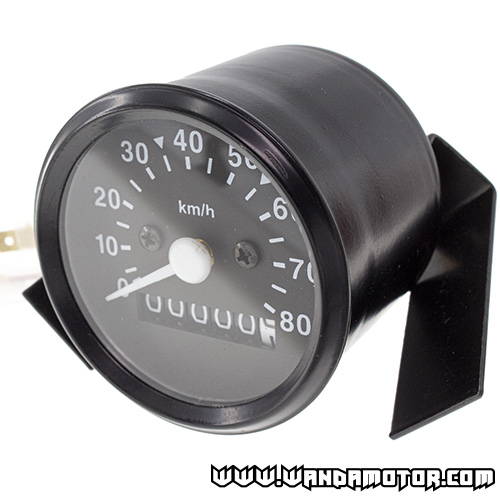 Speedometer universal 60mm 80km/h black